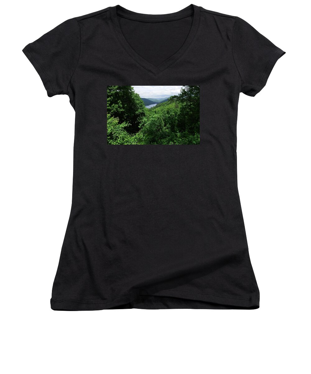 Lake Women's V-Neck featuring the photograph Great Smoky Mountains by Cathy Harper