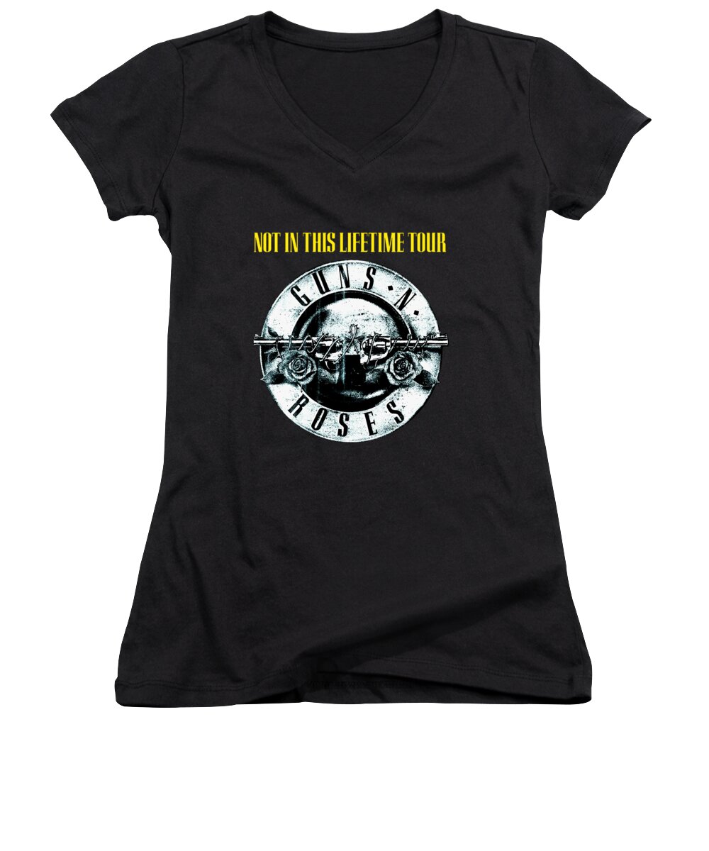 Guns And Roses Women's V-Neck featuring the digital art Guns and roses logo1 2017 by Ming Chandra
