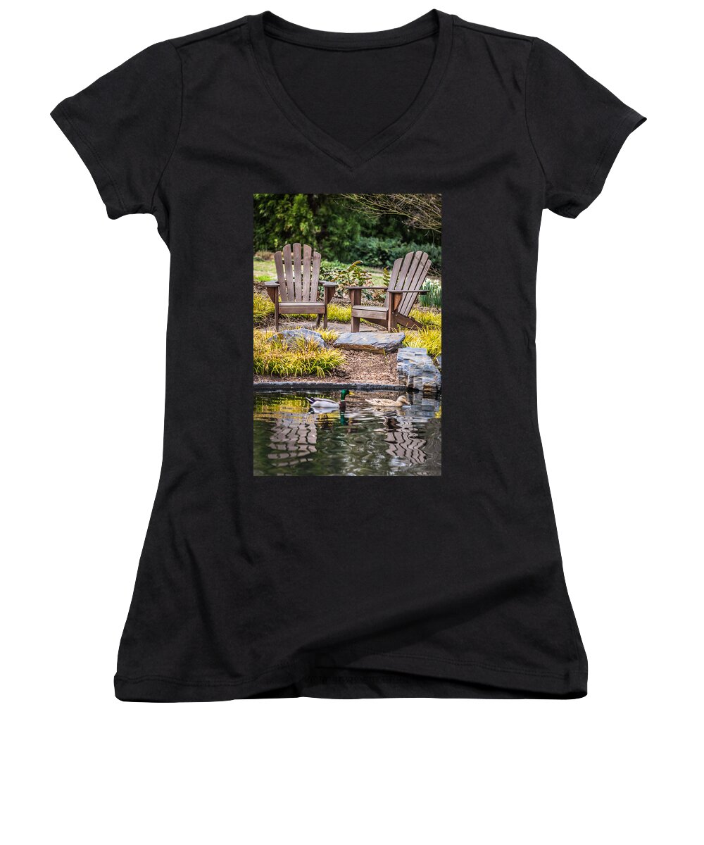 2016 Women's V-Neck featuring the photograph Happiness goes on by Wade Brooks
