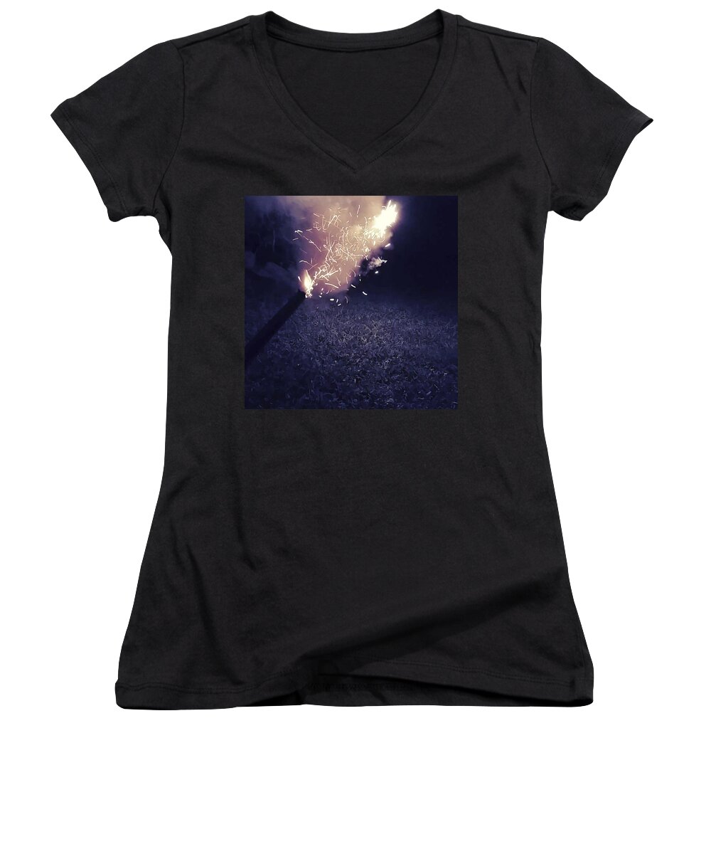 Spark Women's V-Neck featuring the photograph Happy Fourth Everyone by Haley Marie Theoboldt