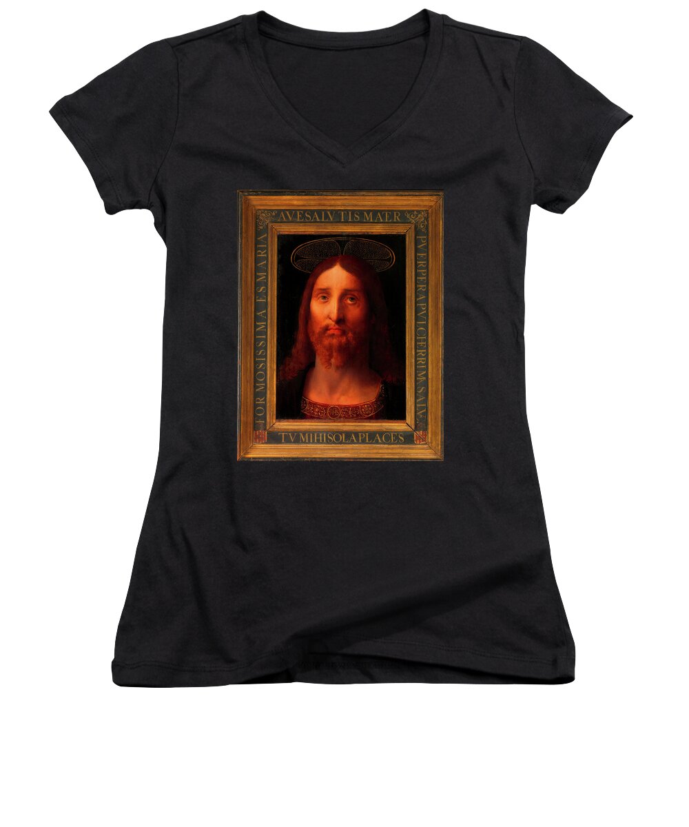 Painting Women's V-Neck featuring the painting Head Of Christ                  by Mountain Dreams