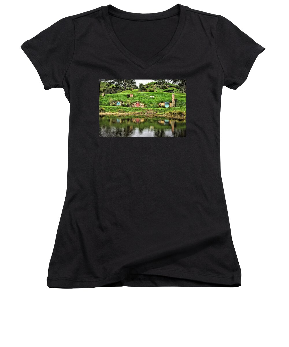 Photograph Women's V-Neck featuring the photograph Hobbit by the Lake by Richard Gehlbach