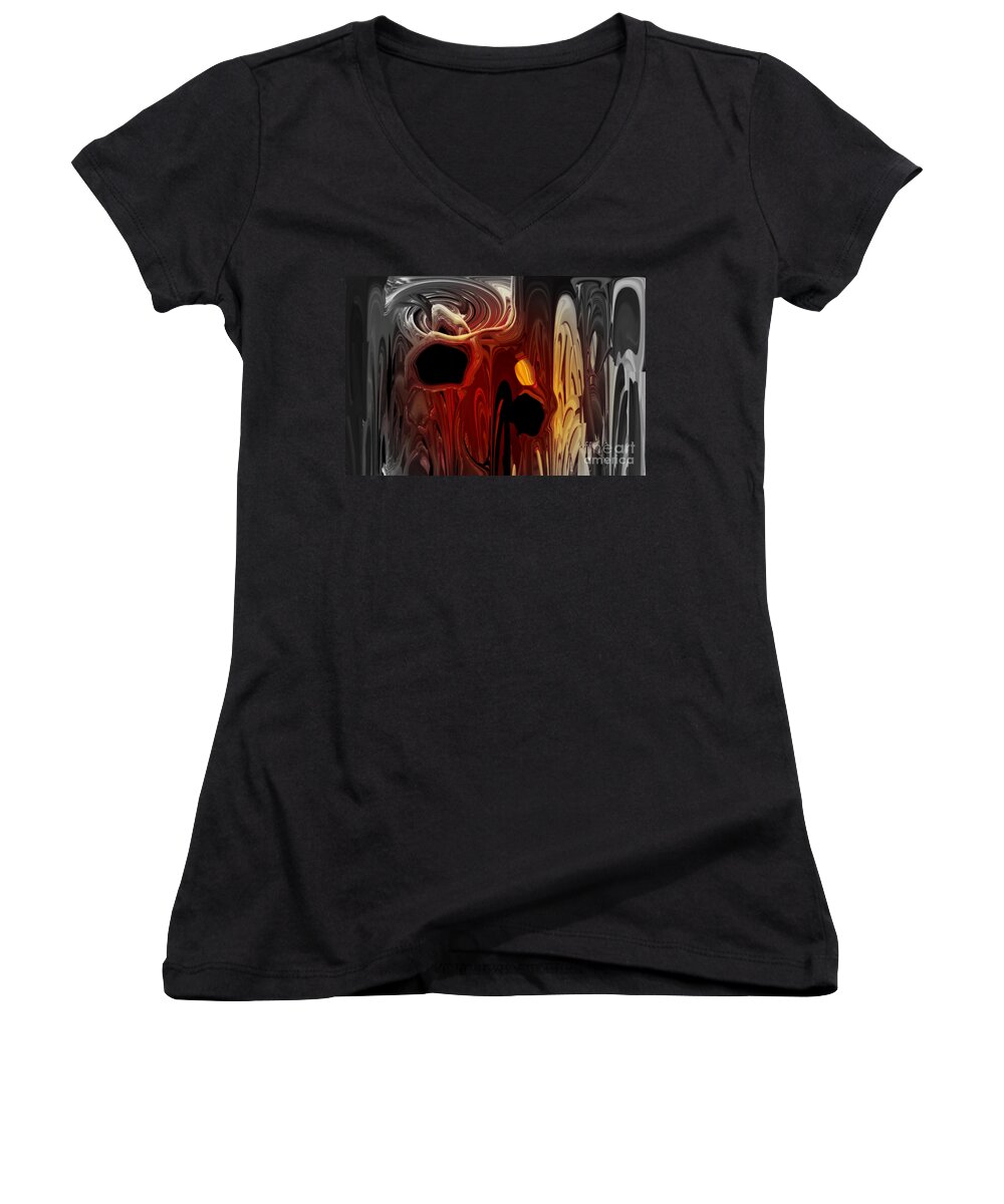 Abstract Women's V-Neck featuring the photograph Holes in my Soul by Rick Rauzi
