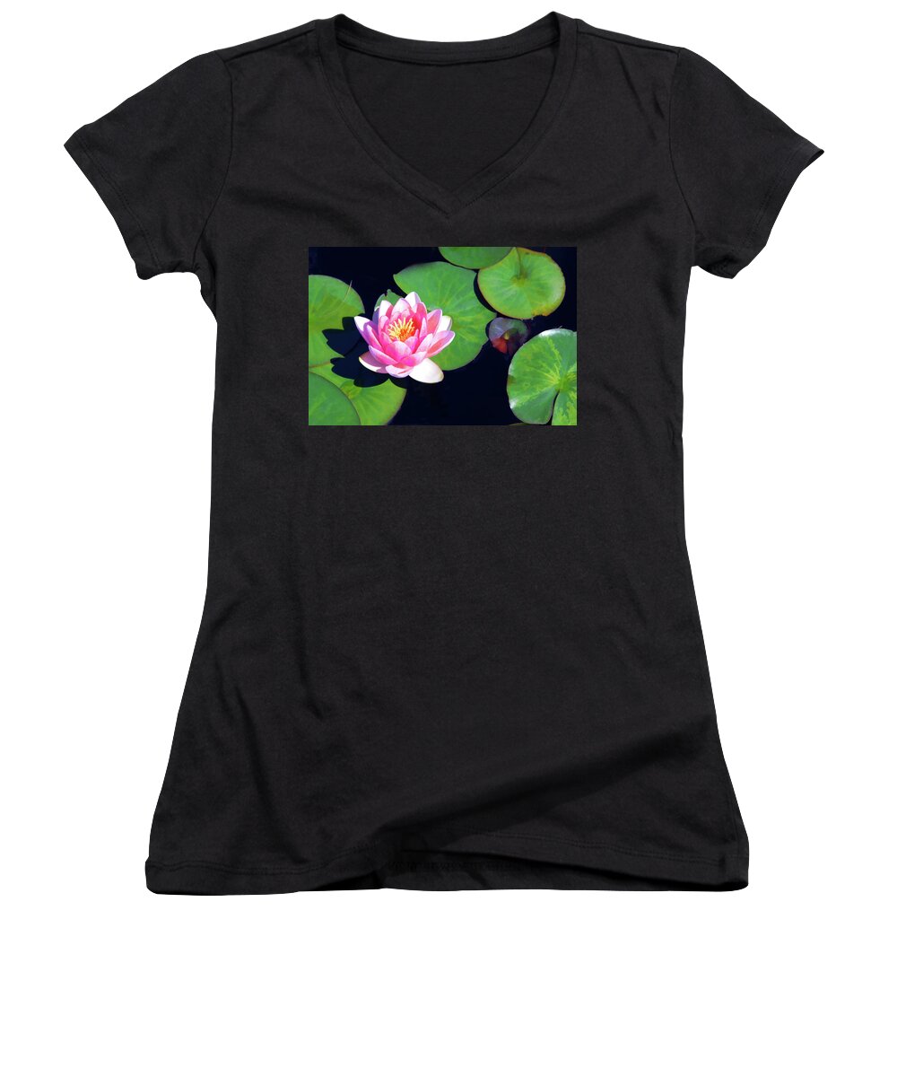  Women's V-Neck featuring the photograph Ilypad by Rochelle Berman