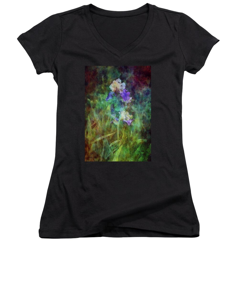 Impressionist Women's V-Neck featuring the photograph Irises 6618 IDP_3 by Steven Ward