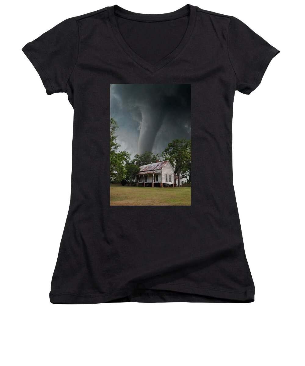 Landscapes Women's V-Neck featuring the photograph Is It Too Late To Leave by Jan Amiss Photography