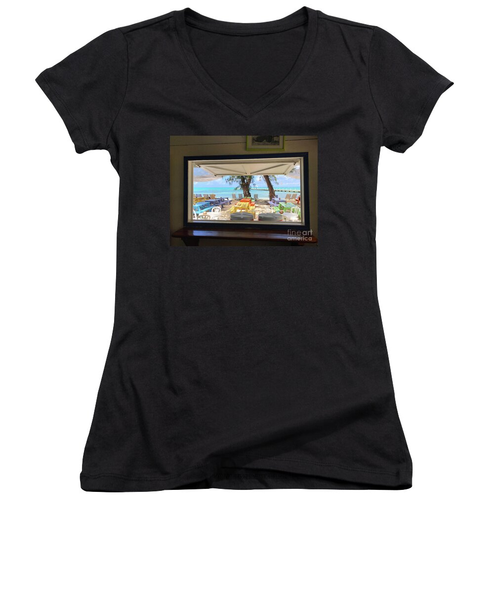 Rum Point Women's V-Neck featuring the photograph Island Bar View by Jerry Hart