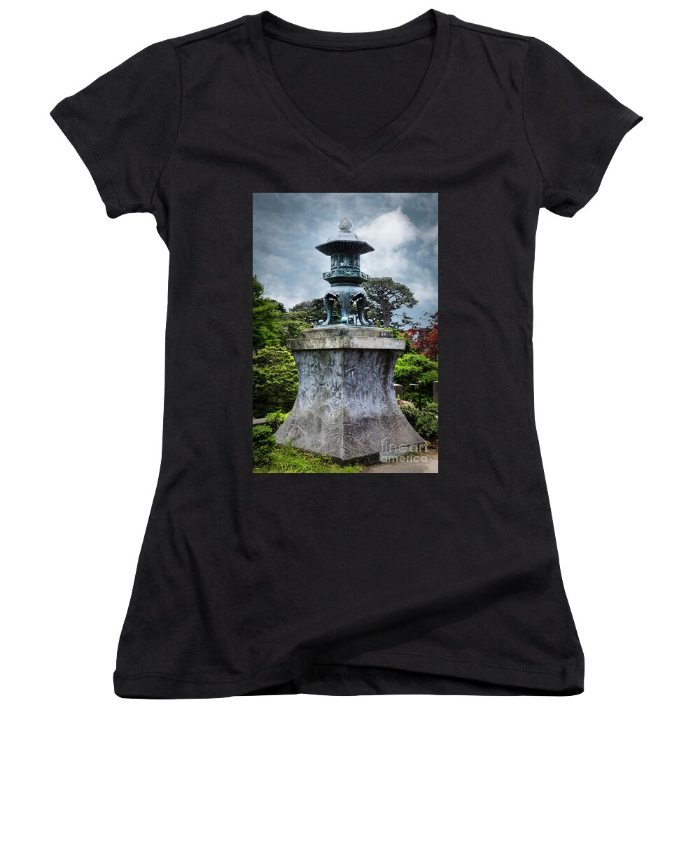 Japanese Women's V-Neck featuring the photograph Japanese Garden by Judy Wolinsky