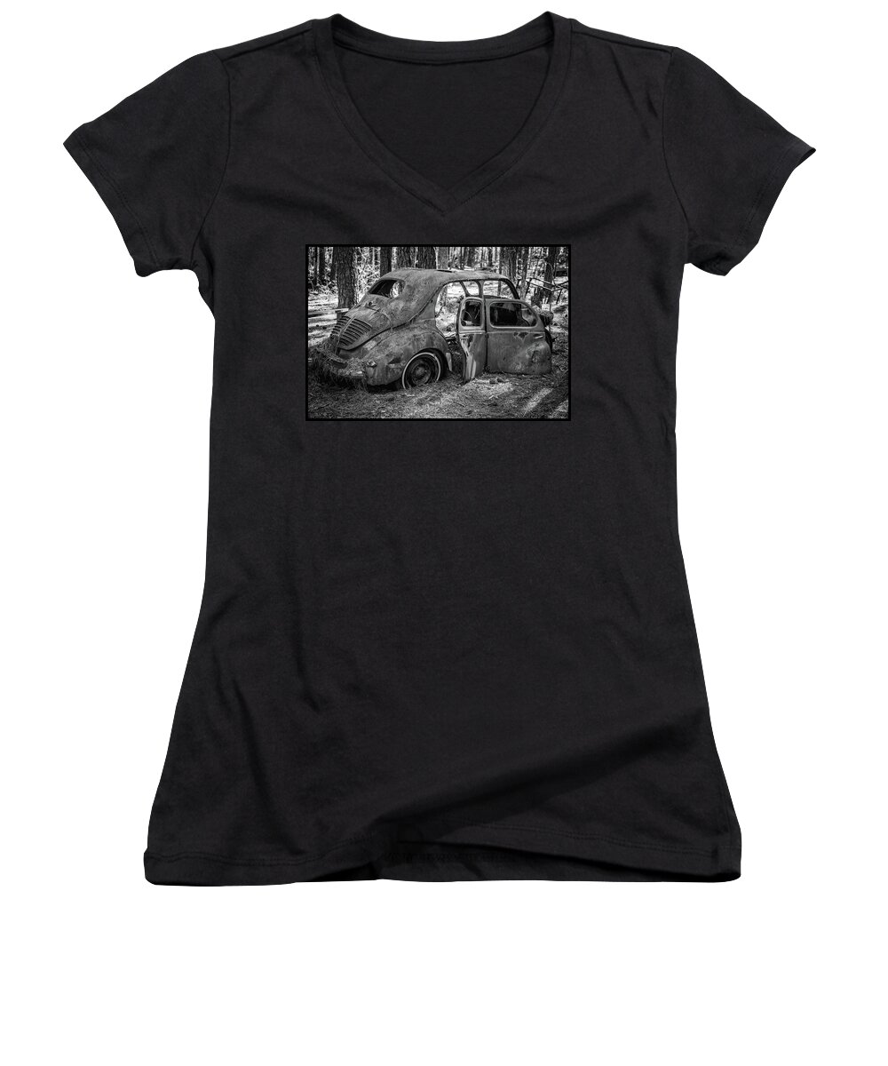 Junk Cars Women's V-Neck featuring the photograph Junked Cars by Matthew Pace