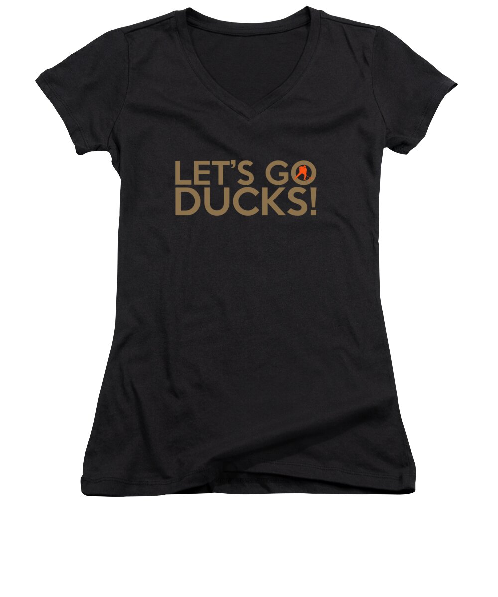 Anaheim Ducks Women's V-Neck featuring the painting Let's Go Ducks by Florian Rodarte