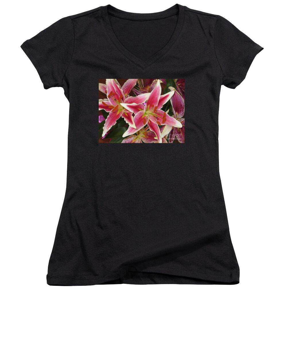 Lilies Women's V-Neck featuring the photograph Lilies by Tim Townsend