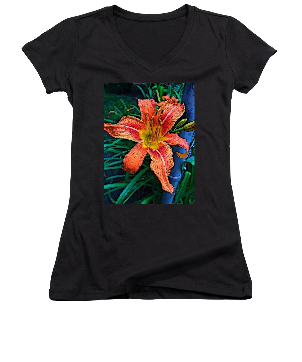 Flowers Women's V-Neck featuring the photograph Lily Bold by Nick Heap