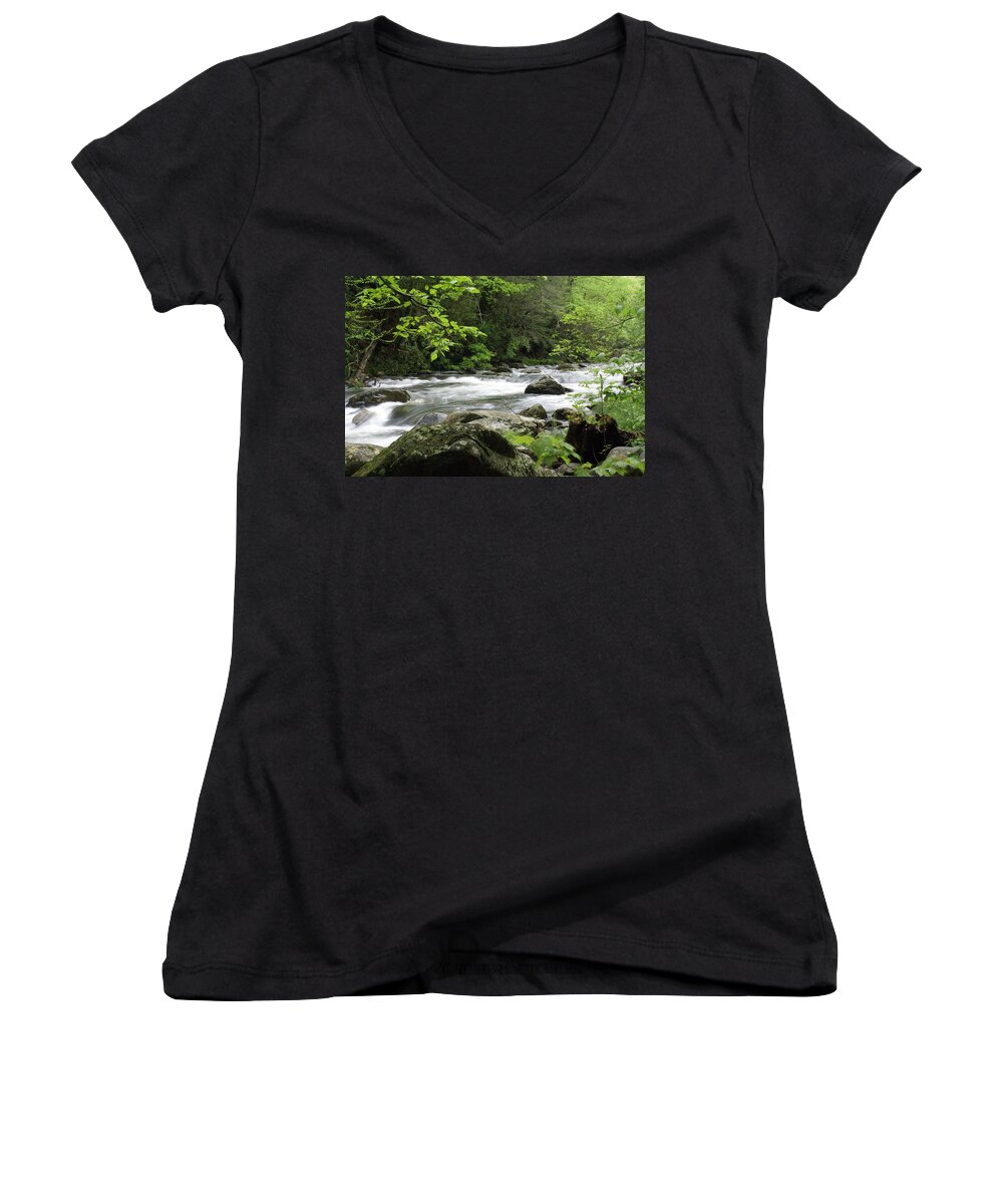 River Women's V-Neck featuring the photograph Litltle River 1 by Marty Koch