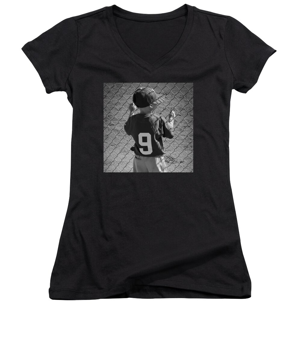 Pomona Pony Women's V-Neck featuring the photograph Little Brother #1 by Leah McPhail