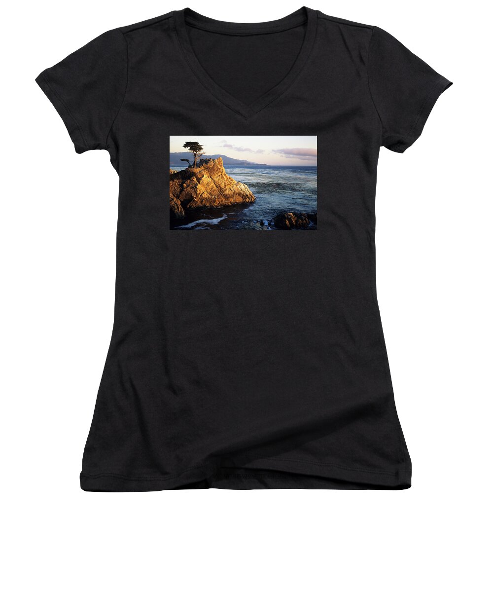 Afternoon Women's V-Neck featuring the photograph Lone Cypress Tree by Michael Howell - Printscapes