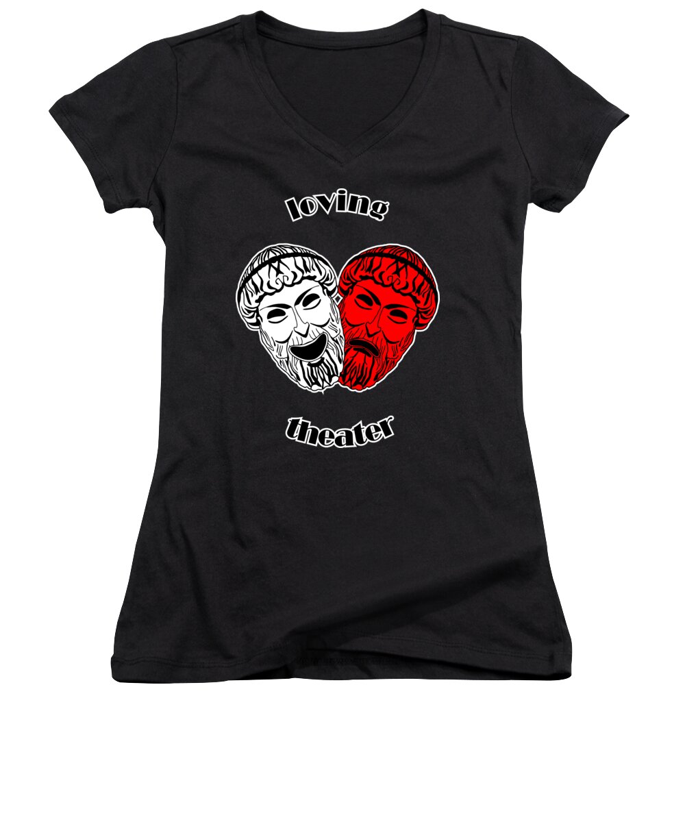 Theater Women's V-Neck featuring the digital art Loving Theater by Piotr Dulski