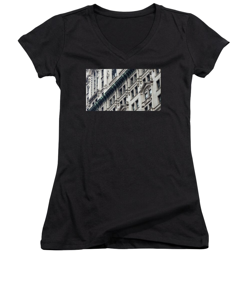  Women's V-Neck featuring the photograph Lower Manhattan by Mark Alesse