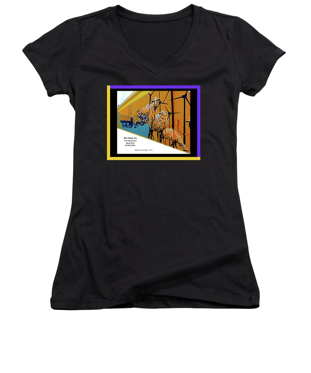 Nick Stiles Women's V-Neck featuring the digital art Main Street - Nick Stiles by Joseph Coulombe