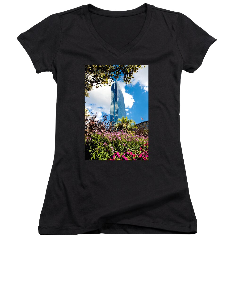 Boston Women's V-Neck featuring the photograph Man and Nature by Greg Fortier