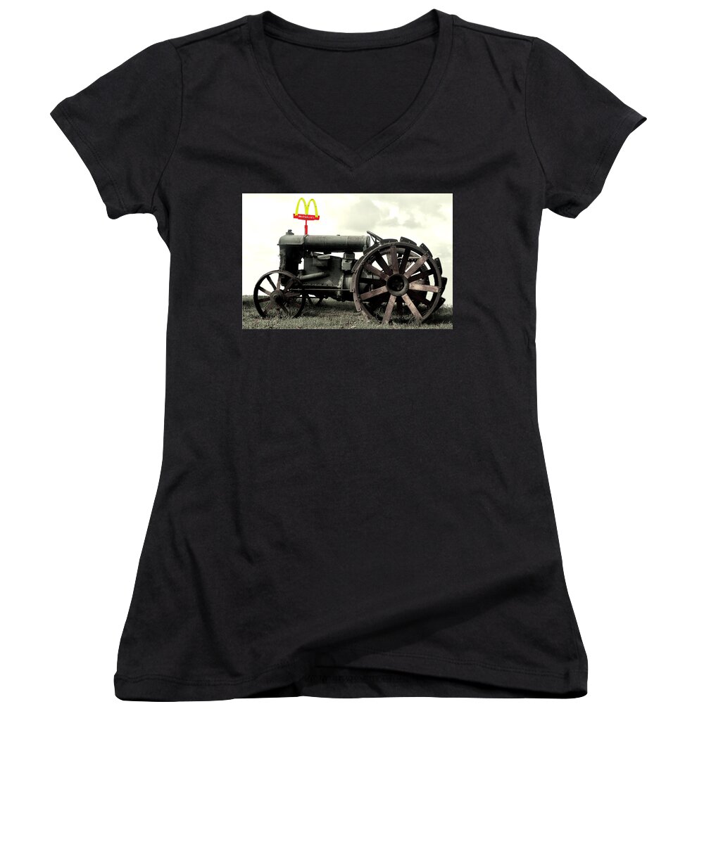 Tractor Women's V-Neck featuring the photograph McTractor Big Mac by Gary Smith