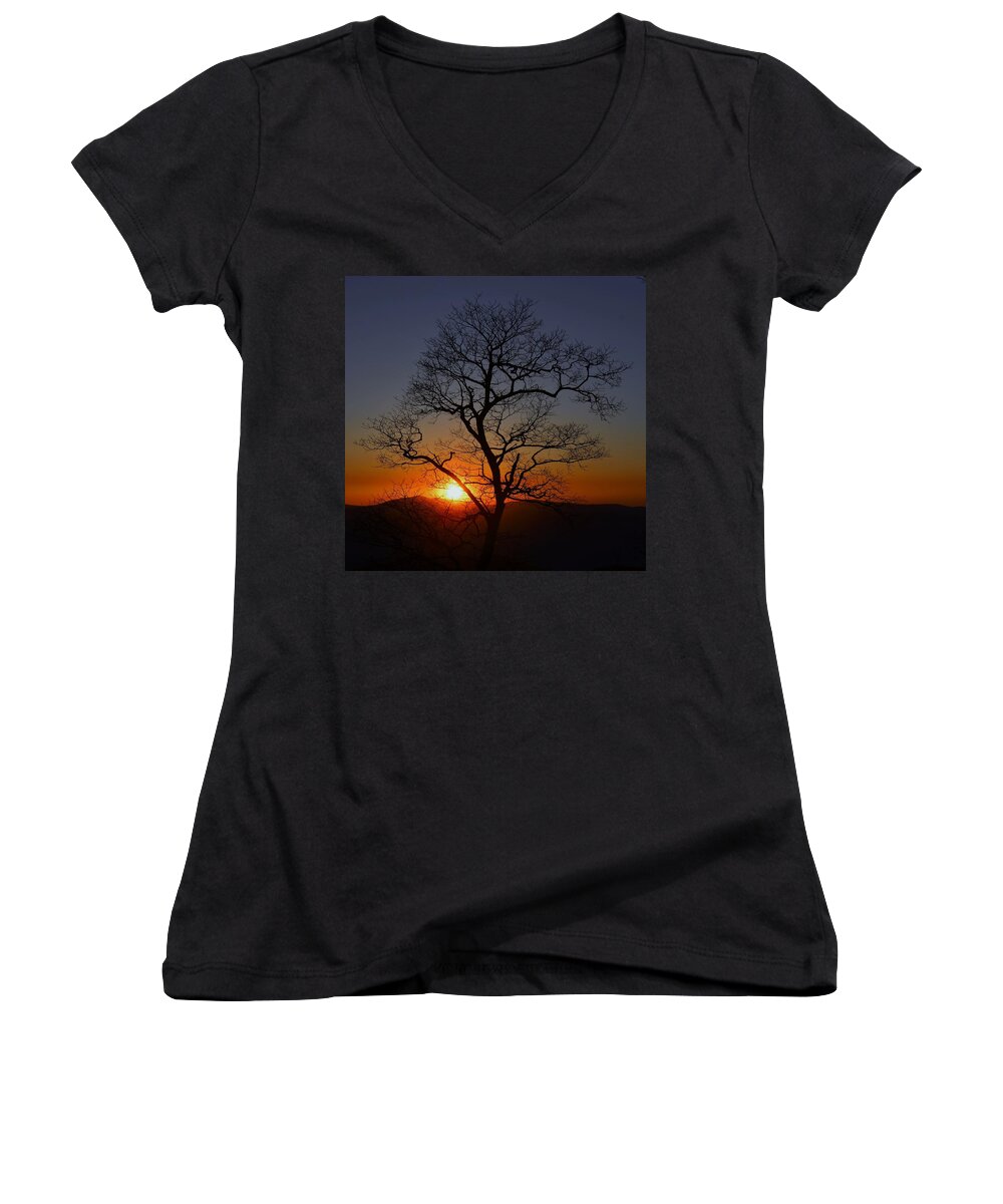 Landscape Women's V-Neck featuring the photograph Mile High by Chuck Brown