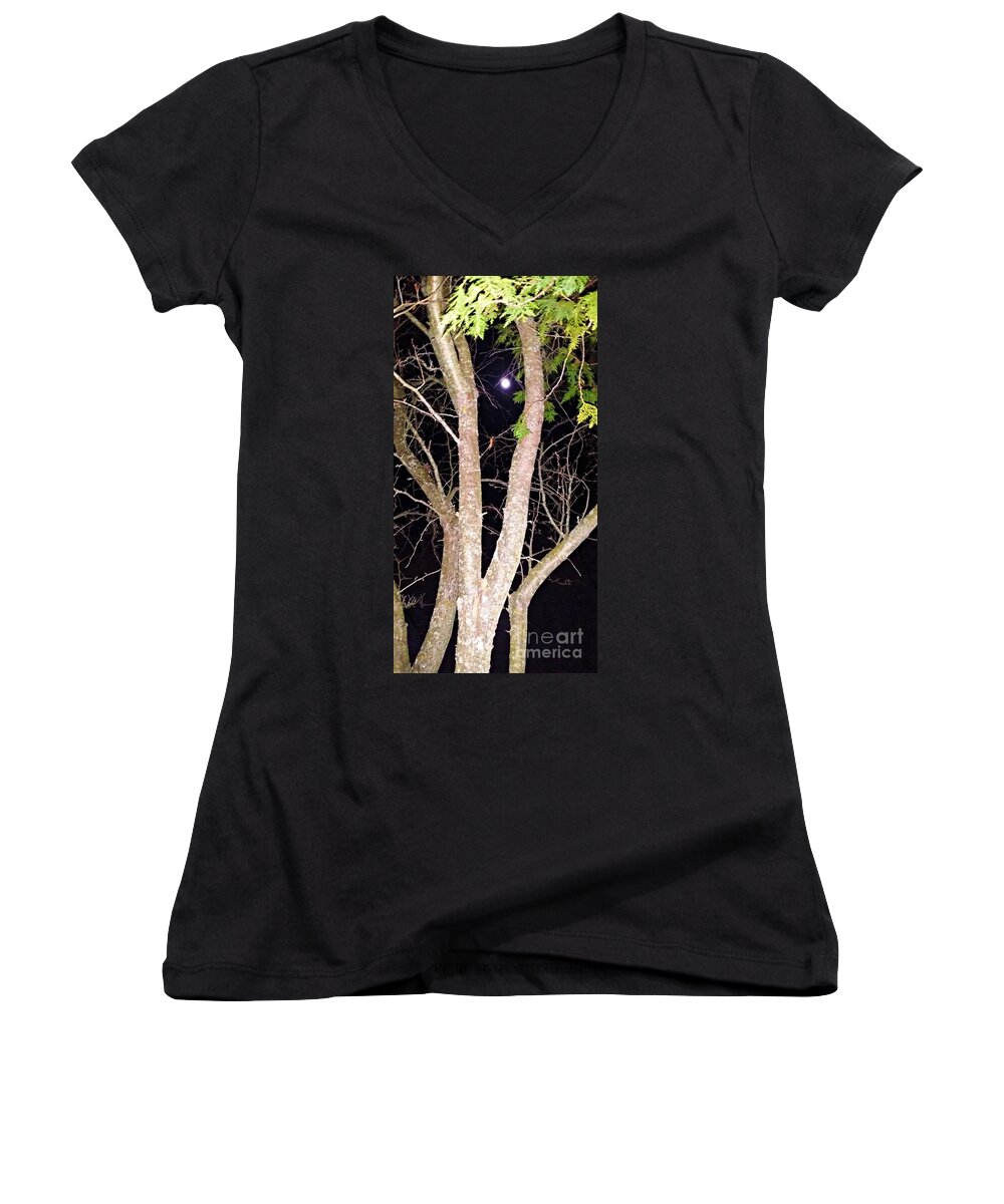 Tree Women's V-Neck featuring the photograph Miles Away by Diamante Lavendar