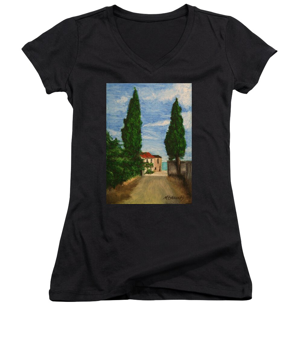 Mini Women's V-Neck featuring the painting Mini Painting, Portugal by Marna Edwards Flavell