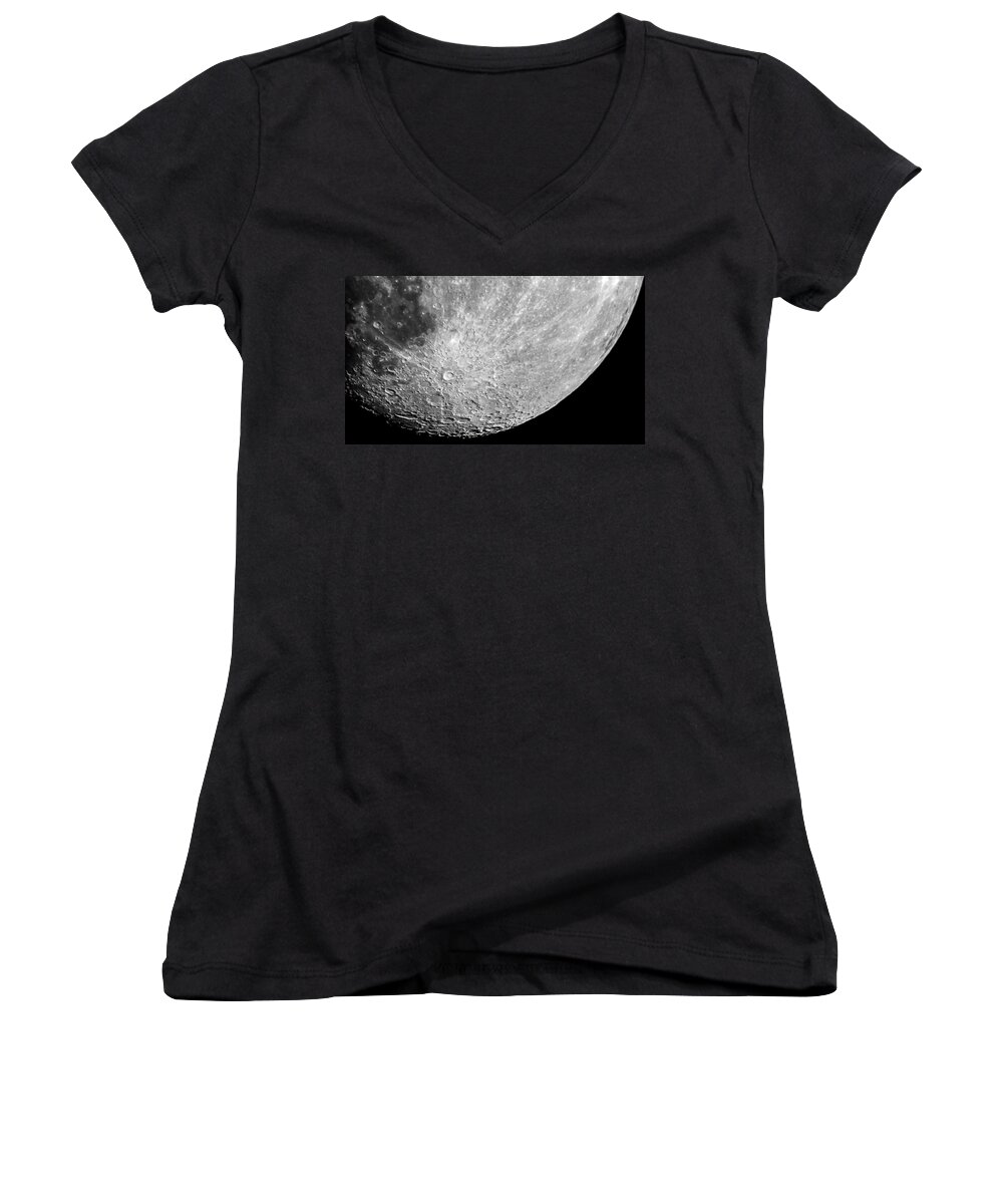 Luna Women's V-Neck featuring the photograph Moon by Greg Reed