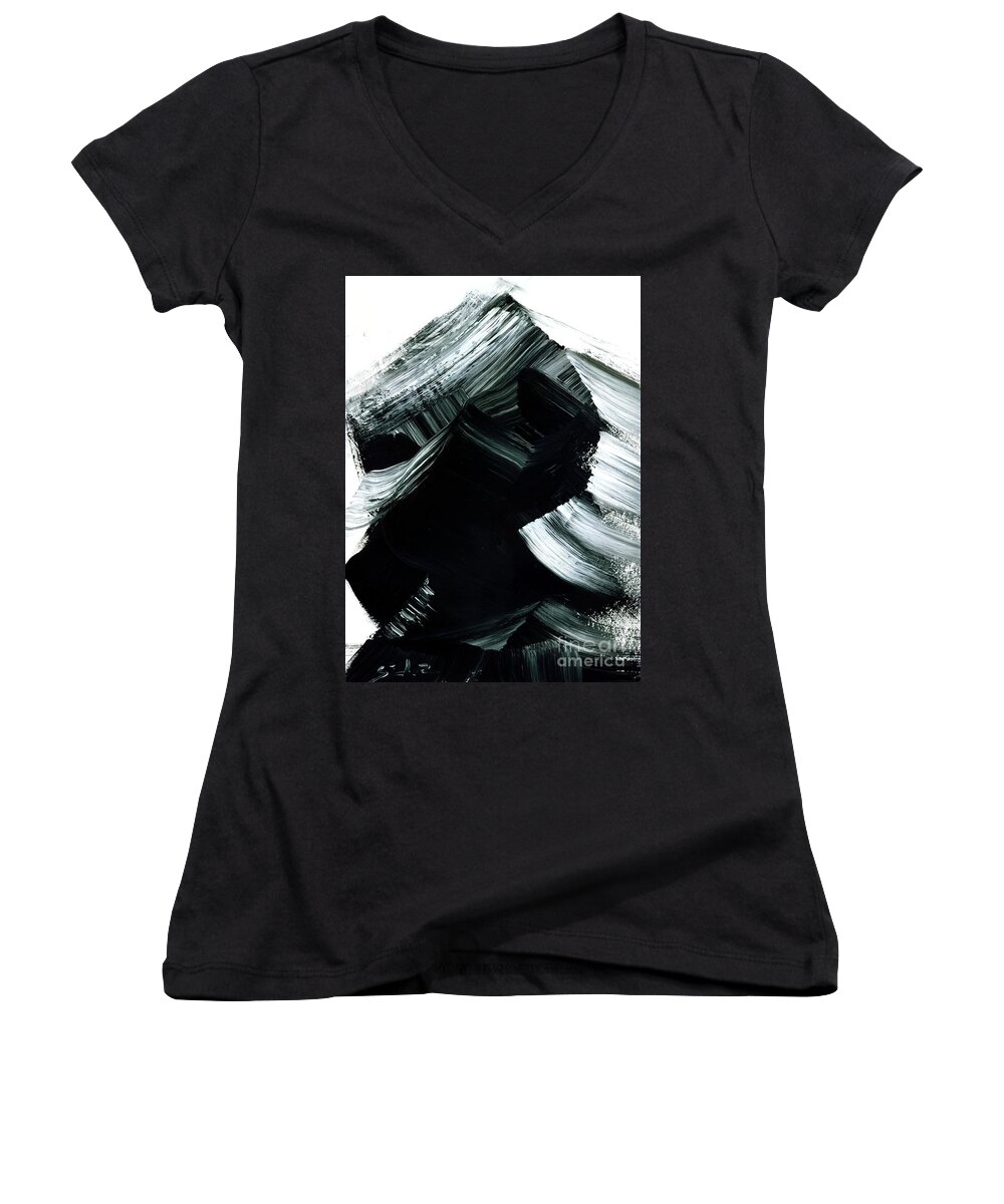 Mountains Paintings Women's V-Neck featuring the painting MOUNTAIN number 5 by Lidija Ivanek - SiLa