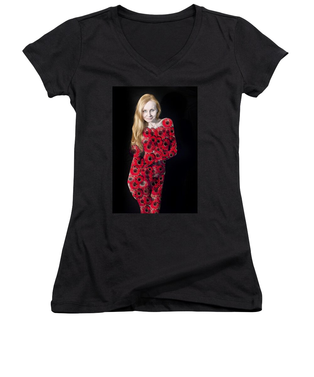 Woman Women's V-Neck featuring the photograph Naked Spring by Alex Art