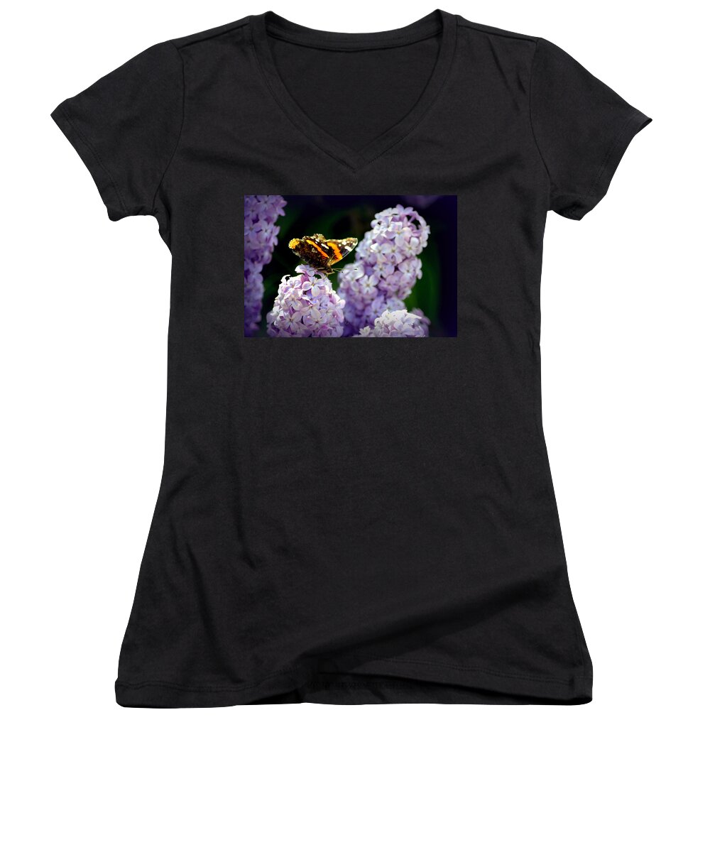 Butterfly Women's V-Neck featuring the photograph Nature's Beauty by Clarice Lakota