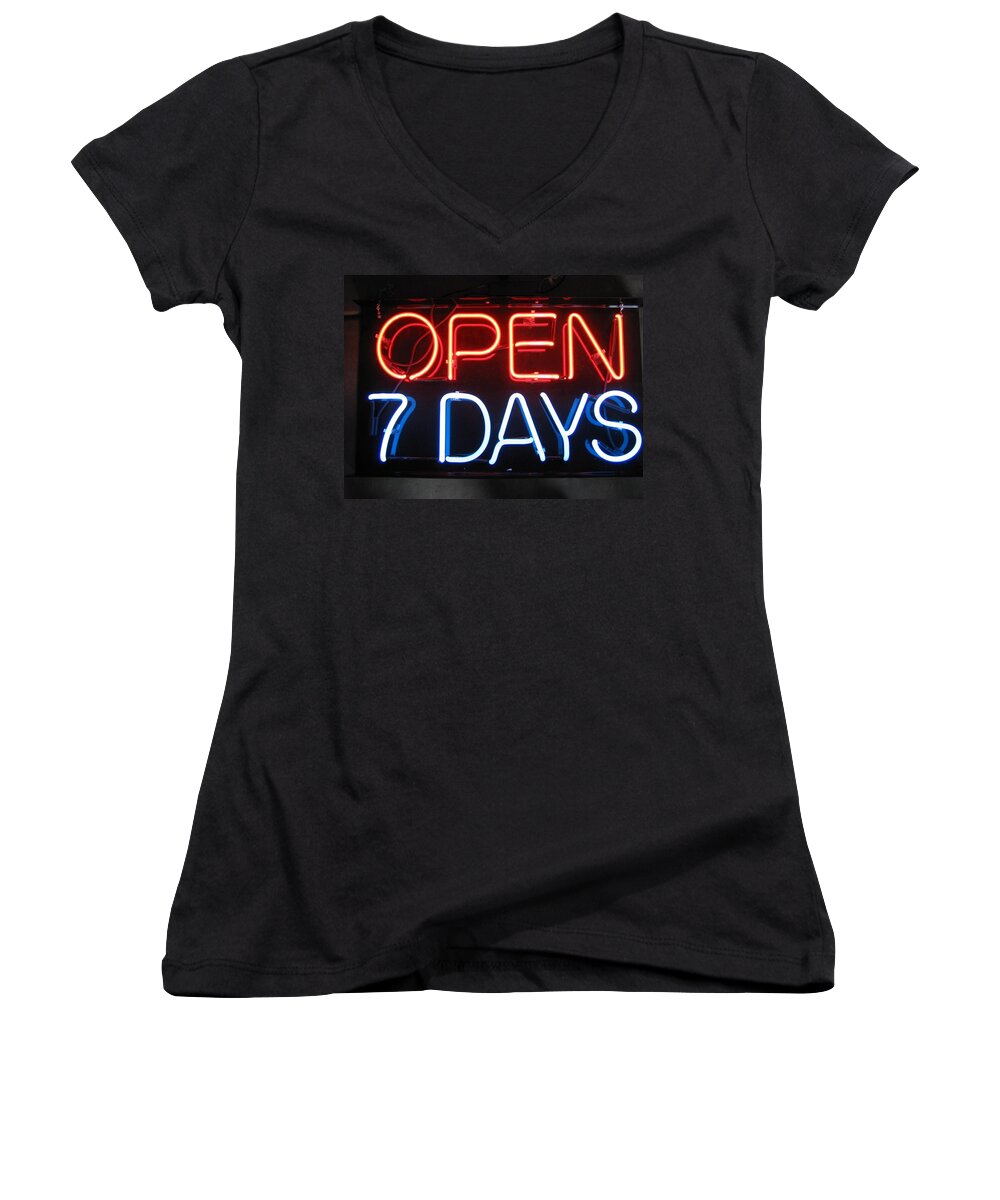 Neon Women's V-Neck featuring the photograph Neon by Jackie Russo