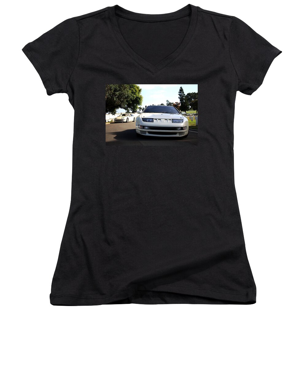 Nissan Women's V-Neck featuring the photograph Nissan 300ZX by Travis Rogers