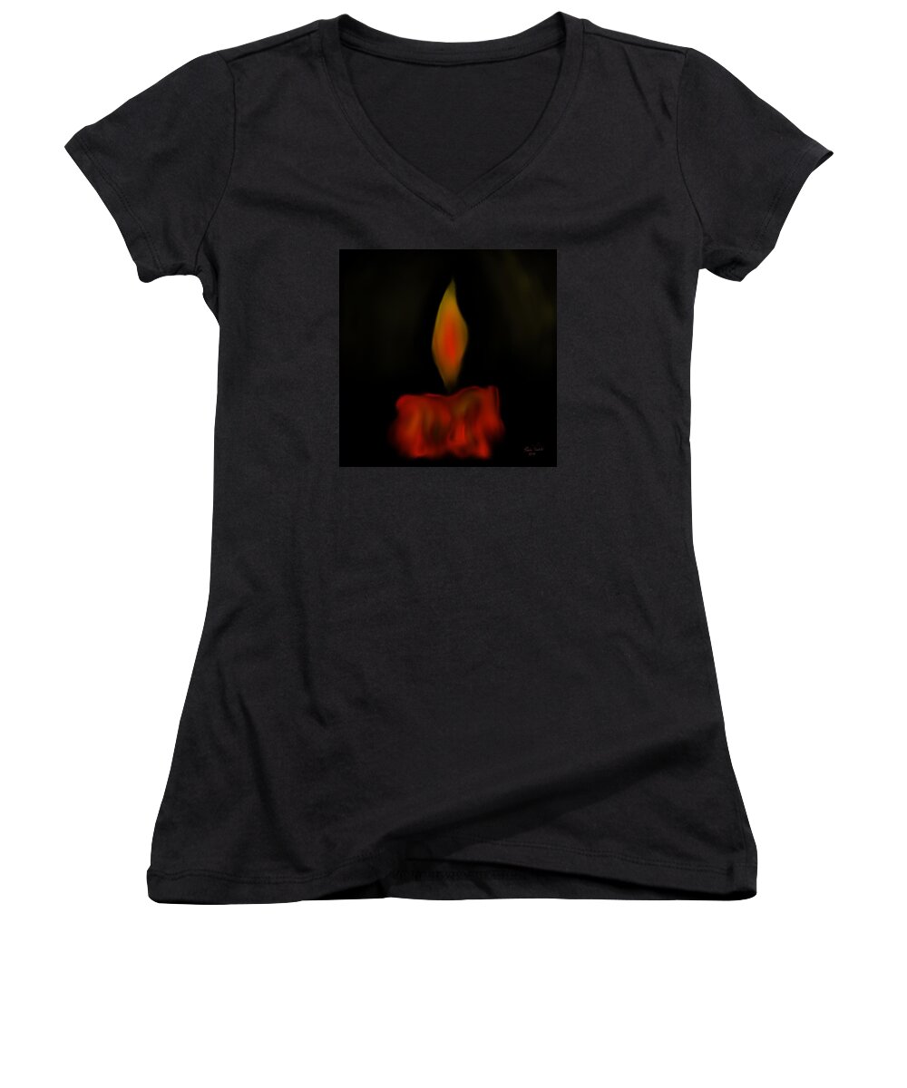 Candle Women's V-Neck featuring the painting October flame by Kevin Caudill