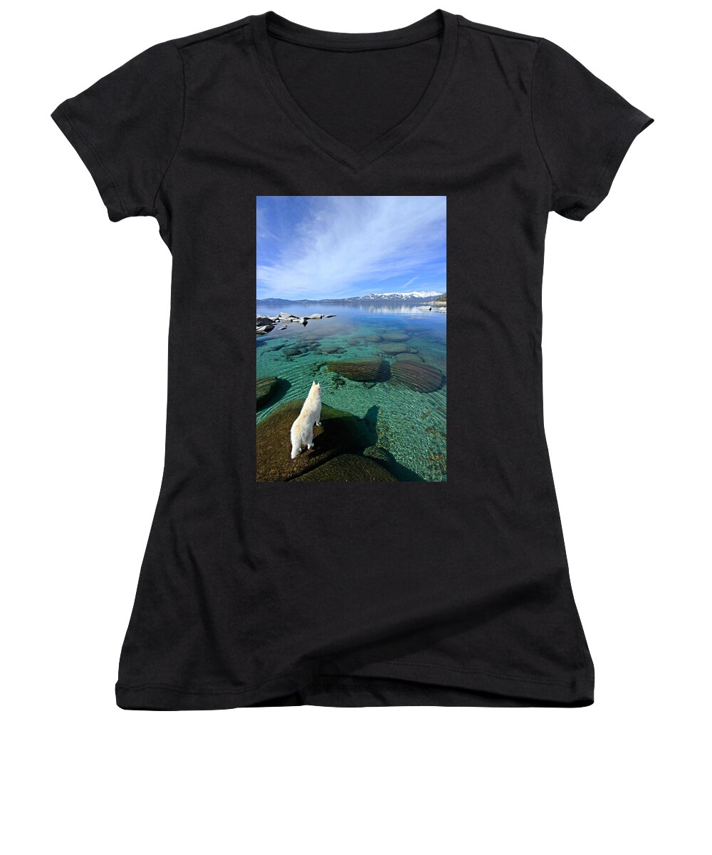 Lake Tahoe Women's V-Neck featuring the photograph On A Clear Day You Can See Forever by Sean Sarsfield