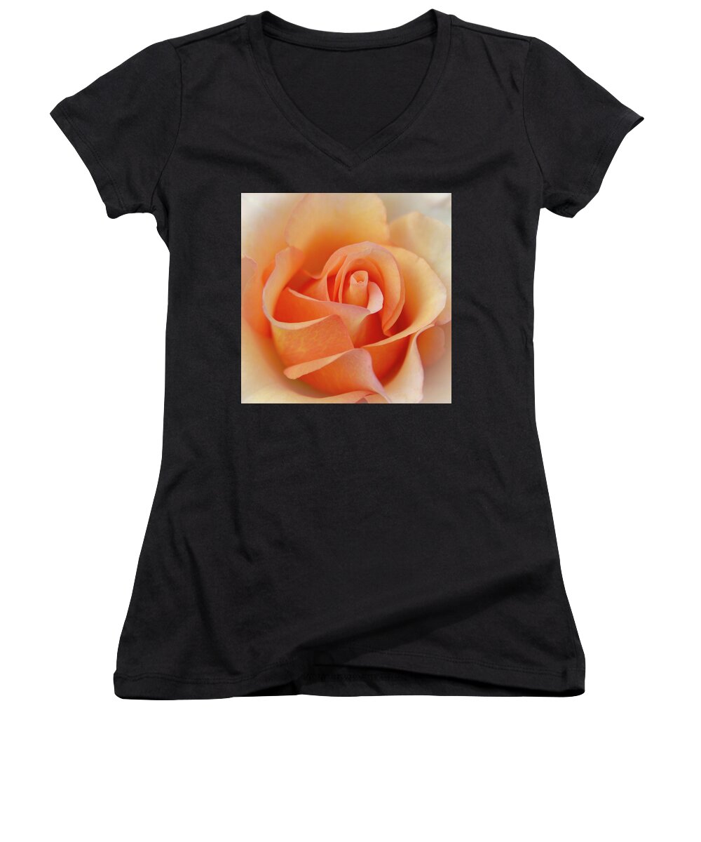 Rose Women's V-Neck featuring the photograph Orange Rose Center by Patti Deters