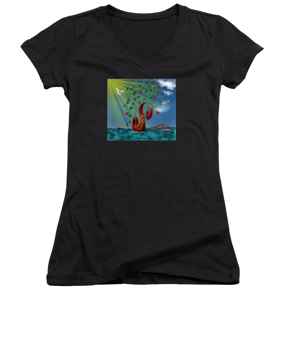 Fantasy Women's V-Neck featuring the painting Overseas Hope by ThomasE Jensen