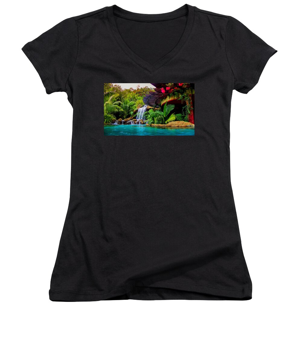 Paradise Women's V-Neck featuring the photograph Paradise by Karen Wiles