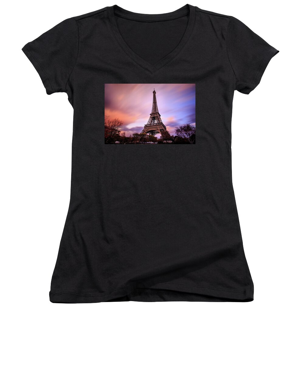 Paris Women's V-Neck featuring the photograph Paris Pastels by Jennifer Casey