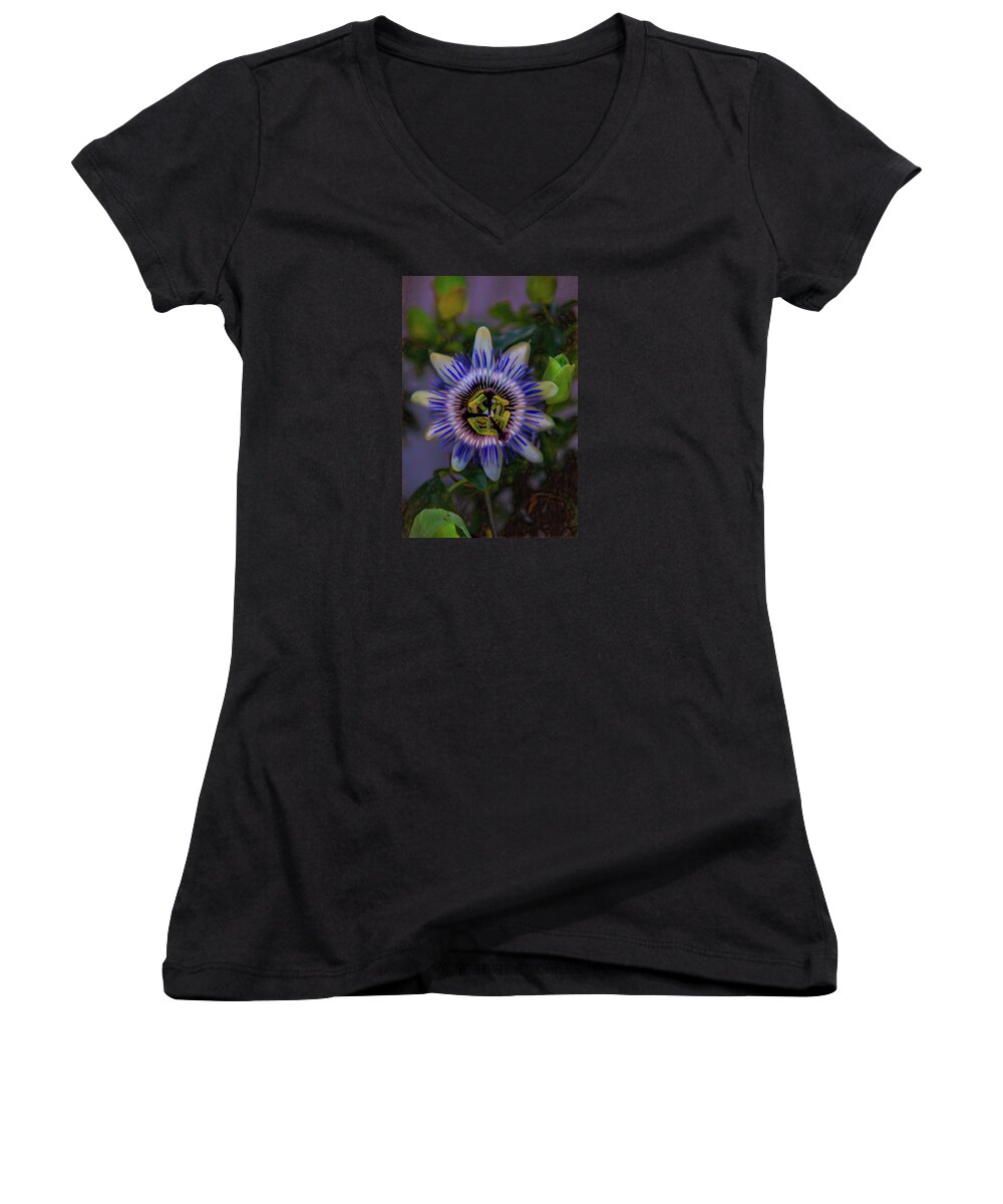 Flower Women's V-Neck featuring the photograph Passion Flower by Patricia Dennis