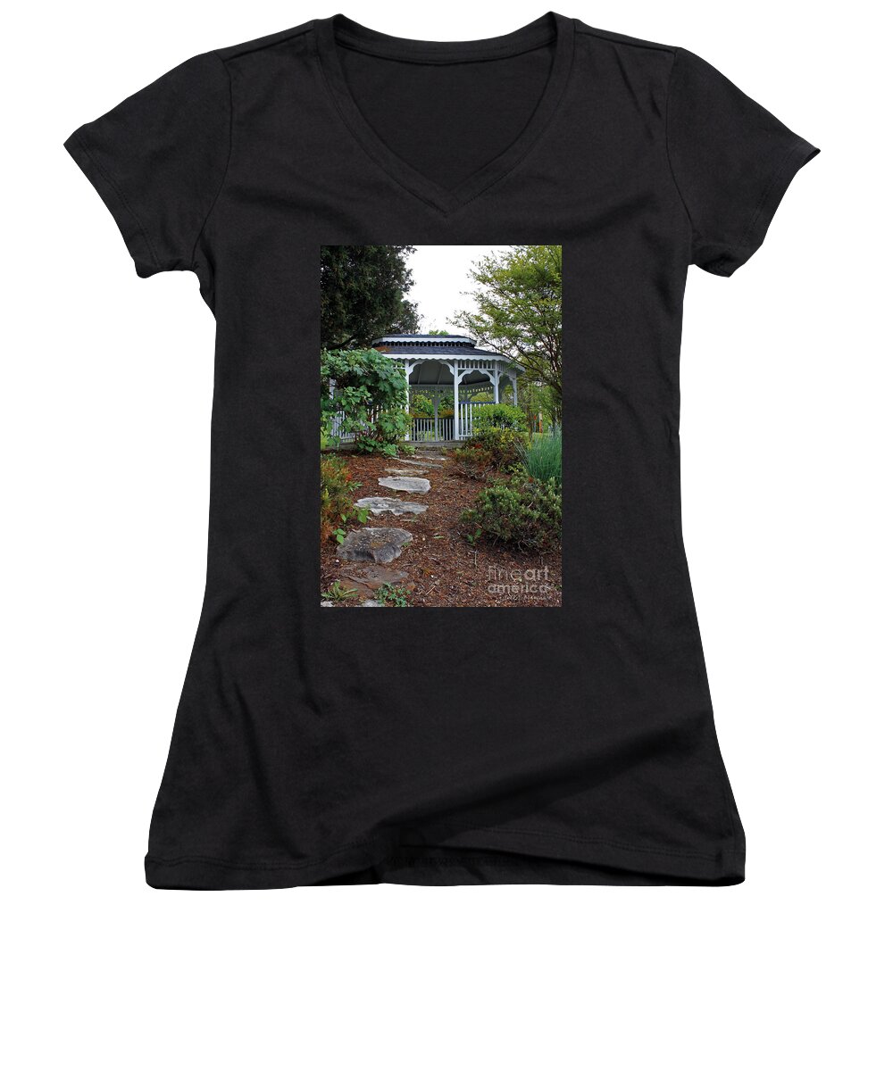 Landscape Women's V-Neck featuring the photograph Path to the Gazebo by Todd Blanchard
