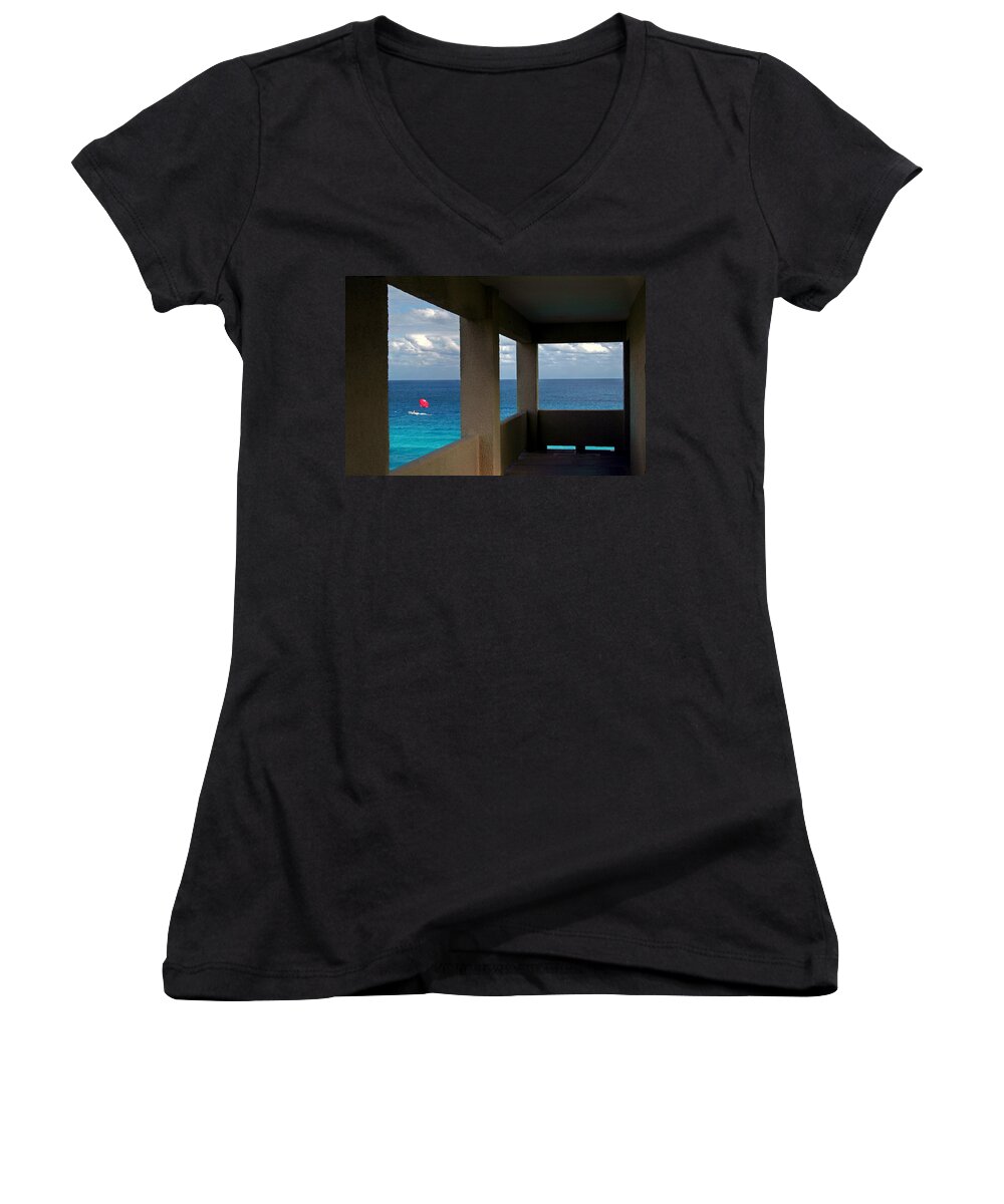Parasail Women's V-Neck featuring the photograph Picture Windows by Mark Madere