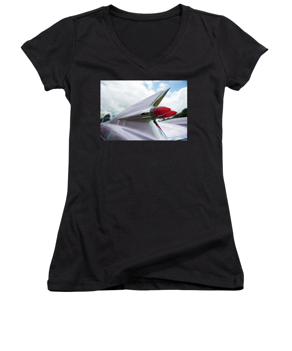  Women's V-Neck featuring the photograph Pink Cadillac ii by Helen Jackson