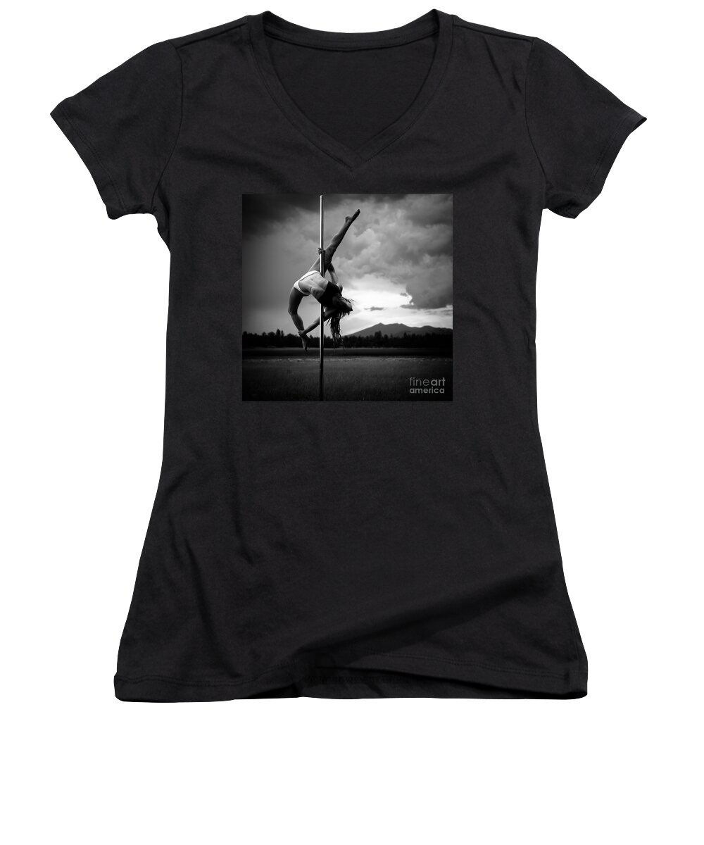 Hailey Women's V-Neck featuring the photograph Pole Dance 1 by Scott Sawyer