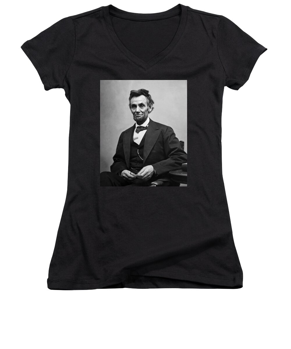#faatoppicks Women's V-Neck featuring the photograph Portrait of President Abraham Lincoln by International Images