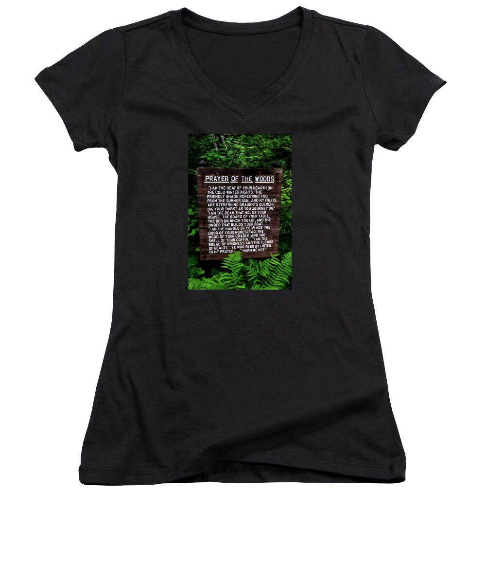 Prayer Women's V-Neck featuring the photograph Prayer of the Woods by Michelle Calkins