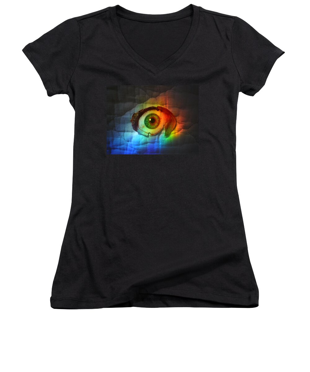 Eye Women's V-Neck featuring the photograph PrismaEye by Douglas Fromm