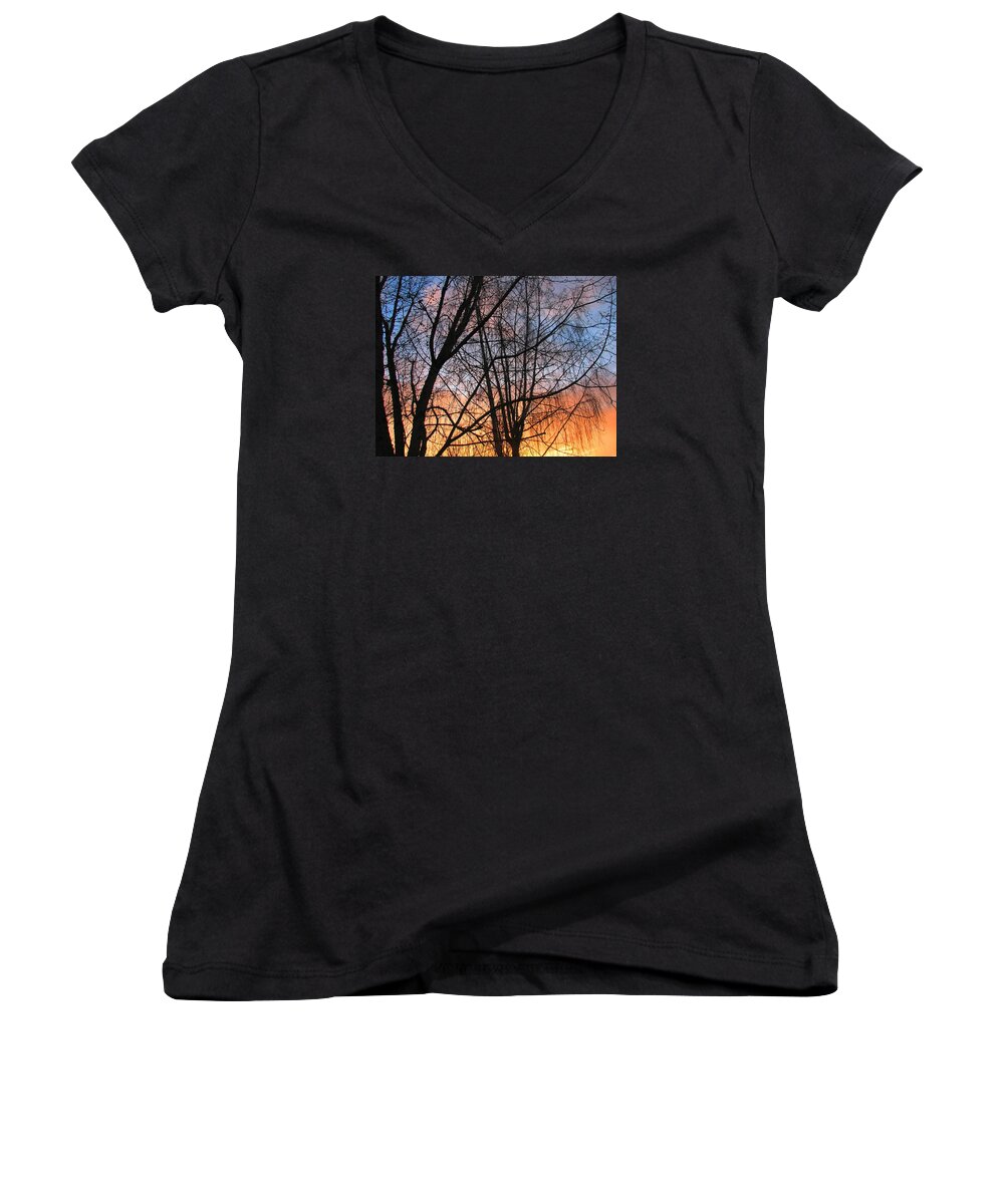 Sunset Women's V-Neck featuring the photograph Psychedelicate by Chris Dunn