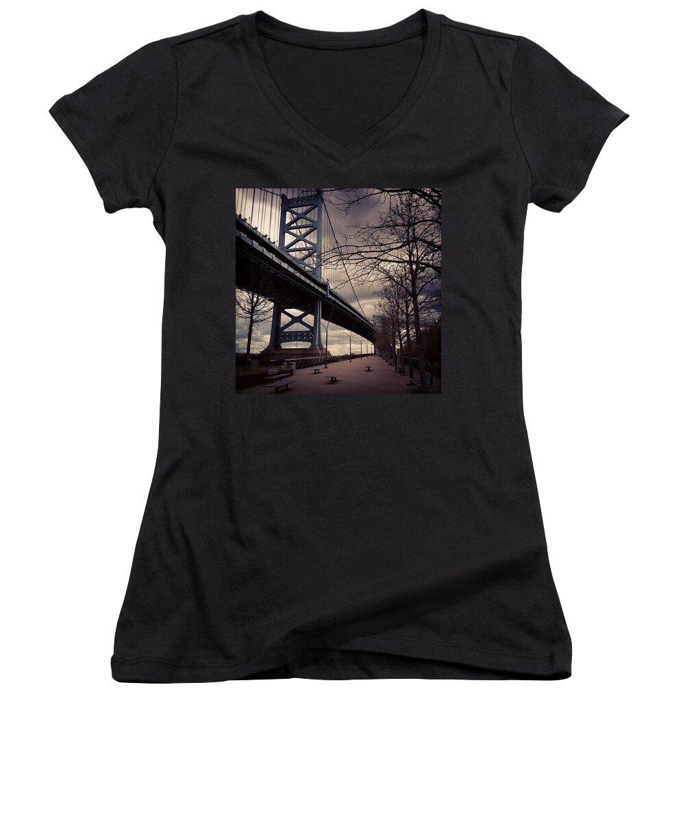 Philly Women's V-Neck featuring the photograph Race Street Pier by Katie Cupcakes