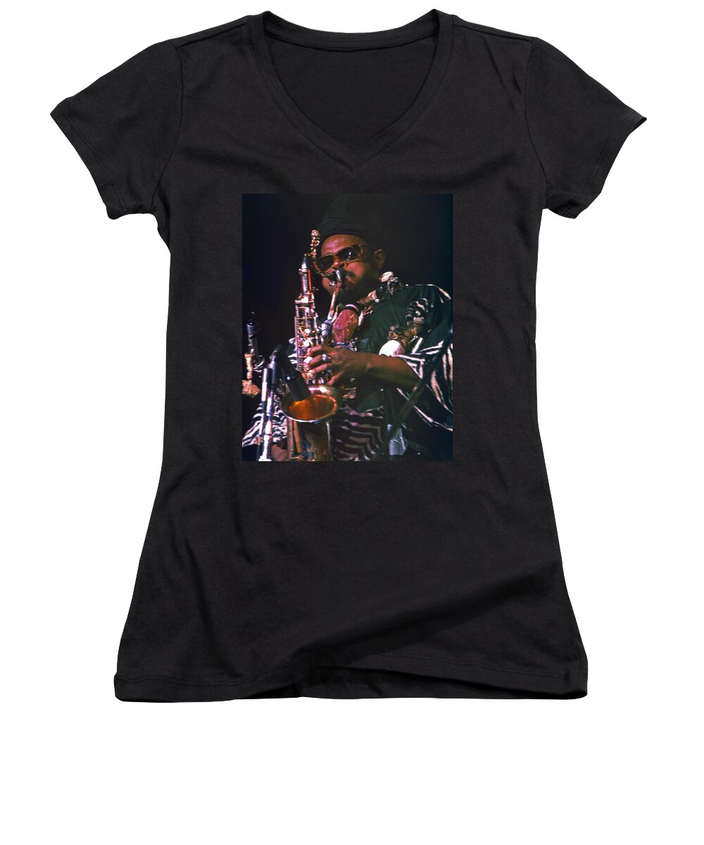 Rahsaan Roland Kirk Women's V-Neck featuring the photograph Rahsaan Roland Kirk 4 by Lee Santa